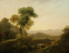 Wooded Landscape with Figures by John Rathbone