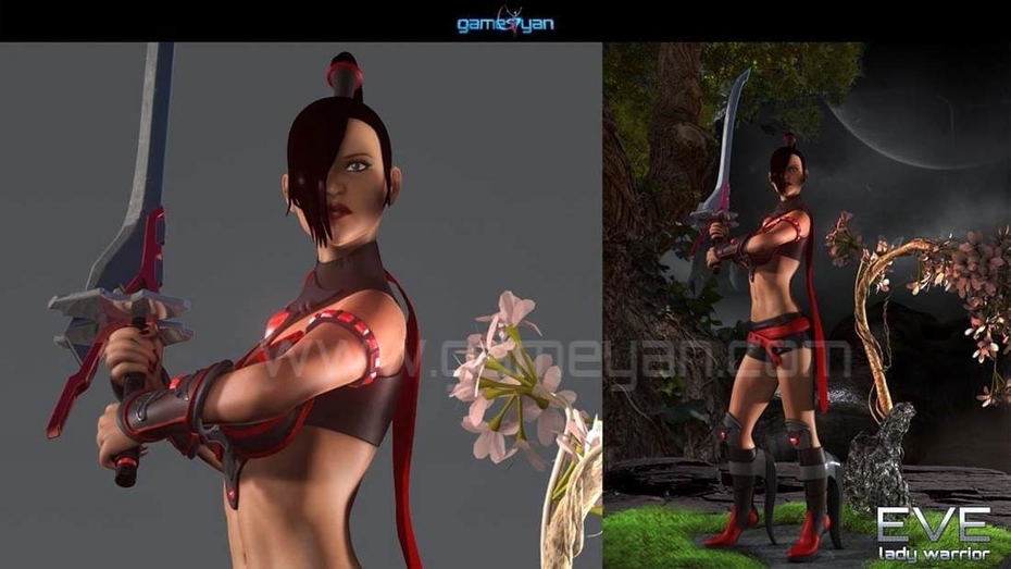 3D Lady Warrior Game Character Modeling by GameYan Character Design companies - Florida, USA