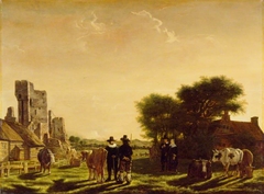 A Dutch Farm with the Ruins of the Huis te Kleef by Govert Dircksz Camphuysen