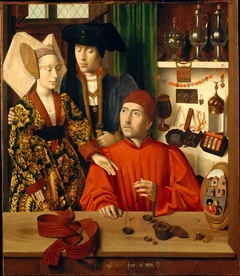 A Goldsmith in His Shop, Possibly Saint Eligius by Petrus Christus