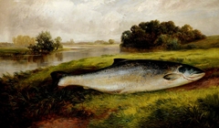 A Salmon lying on a Riverbank by George Turner