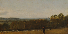 A Shepherd in a Landscape looking across Dedham Vale towards Langham by John Constable