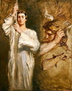 Acolyte porteur de croix et Figure d'Ange by Théodore Chassériau