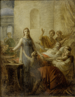 Alcestis sacrifices herself for Admetus by Heinrich Füger