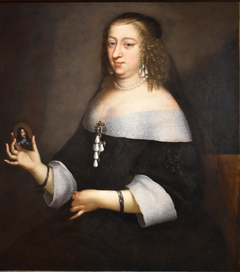 Anne d'Autriche endeuillée présentant le portrait en miniature de Louis XIII by Henri and Charles Beaubrun