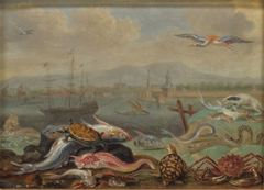 Ansichten aus den vier Weltteilen mit Szenen von Tieren: Alexandria by Ferdinand van Kessel