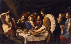 Banquet scene by Bartolomeo Manfredi