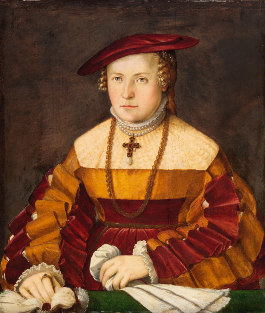 Bildnis der Ehefrau des Ulrich Ehinger, Ursula Meuting (gest. 1588) (Bildnis der Frau des Santjagoritters)