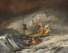 Boats Carrying Out Anchors to the Dutch Men of War by J. M. W. Turner