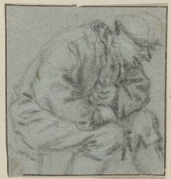 Borststuk van een man met pet, zijn armen over elkaar by Adriaen van Ostade