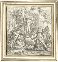 Christus in het voorgeborchte met Adam en Eva, de Verloren Zoon, Petrus, Koning David, Maria Magdalena en Paulus by Unknown Artist