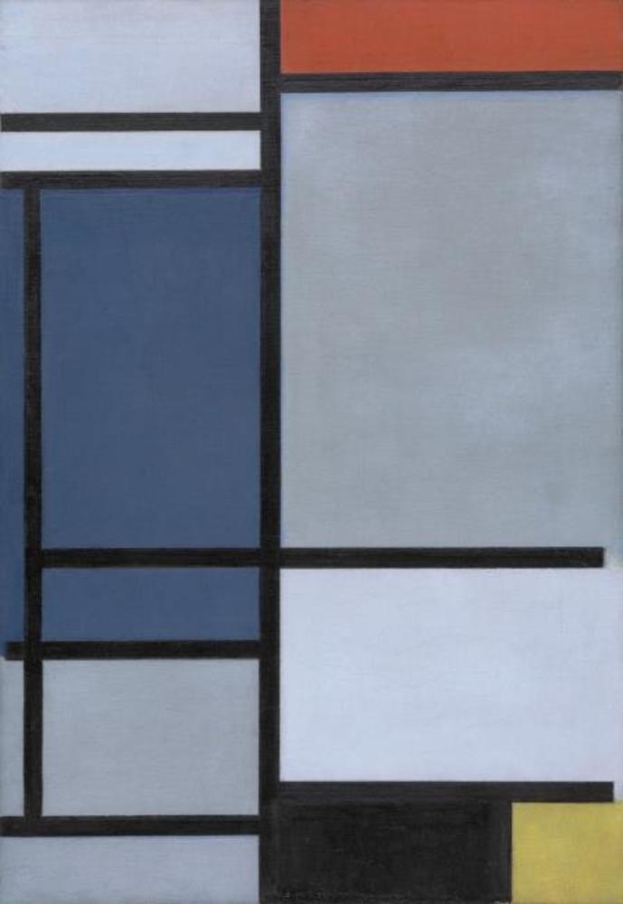 Composition with Red Blue Black Yellow and Gray