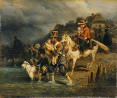 Crossing the Ford by Hippolyte Bellangé