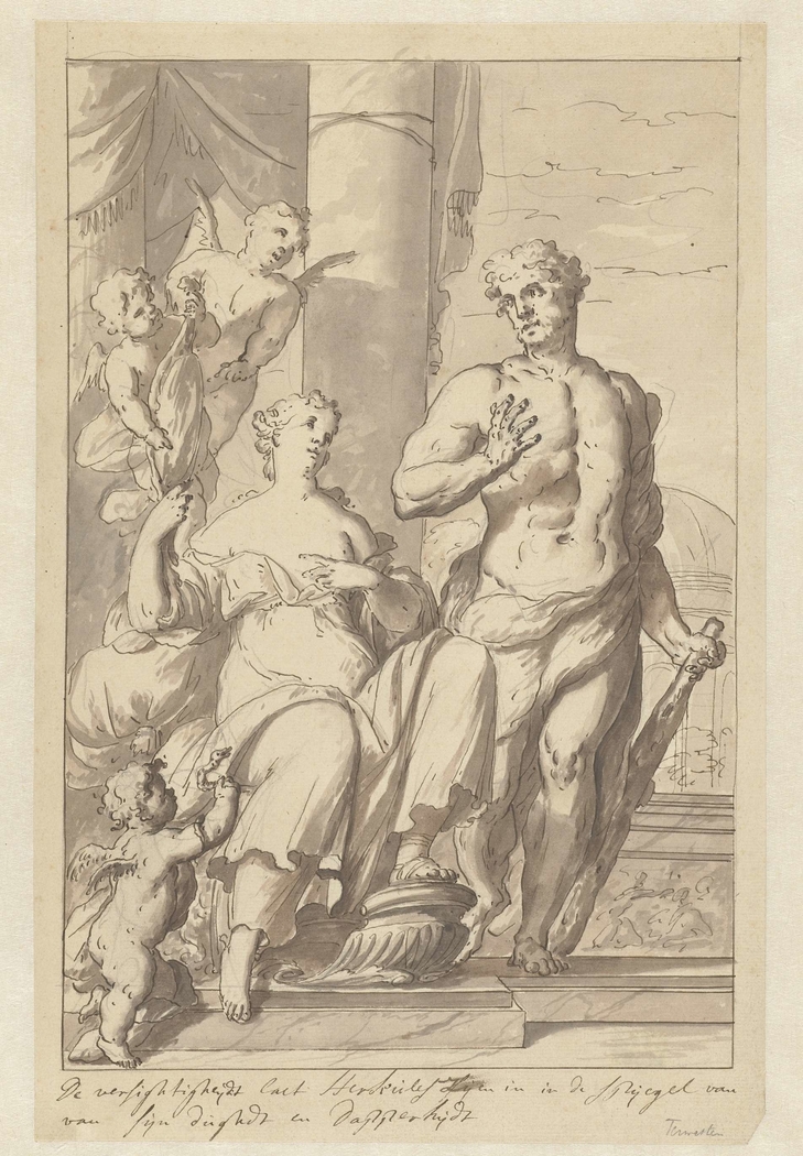 De Voorzichtigheid toont Hercules de spiegel der deugd en moed