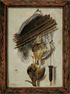 Dead Wildfowl and a Huntsman's Net. Trompe l'oeil by Jacob Biltius