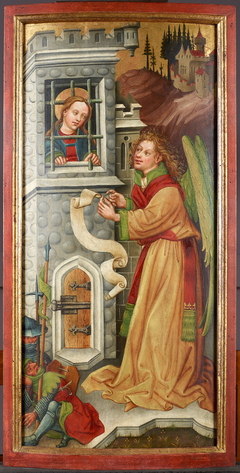 Der Engel bei der gefangenen hl. Katharina by Meester van het Altaar van Friedrich