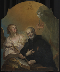Der Heilige Joseph von Calasanza, meditierend, mit einem Engel by Heinrich Lihl