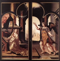 Drapers' altarpiece: outside doors with the Annunciation