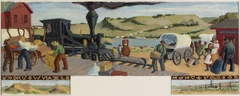 End of the Line (mural study, Valentine, Nebraska Post Office) by Kady B Faulkner