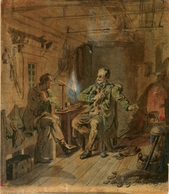 Ensign Stål and the undergraduate, sketch by Robert Wilhelm Ekman