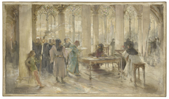 Esquisse pour la salle d'audience du tribunal de commerce de Paris : Le livre des métiers by Paul-Louis Delance