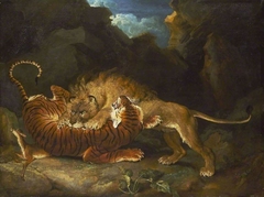 Fight between a lion and a tiger by James Ward