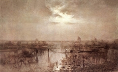 Fishing by the River Tisza by László Mednyánszky