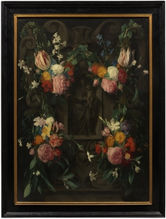 Flower Garland with the Virgin and Child