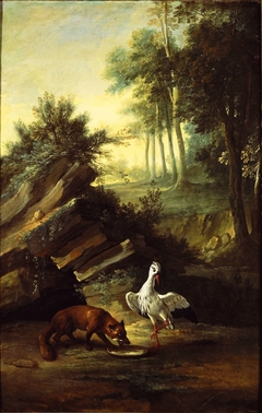 Fox and stork by Jean-Baptiste Oudry