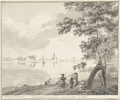 Gezicht op Dodewaard en Hien by Hendrik Hoogers