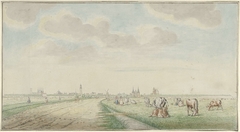 Gezicht op Kampen van de landzijde by Pieter Remmers