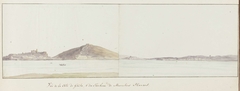 Gezicht op kust van Gaeta en mausoleum van Munatius Plancus (Lucio Munazio Planco) by Louis Ducros