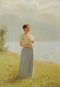 Girl beside a Fjord