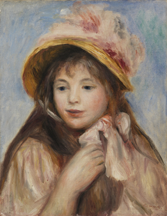 Girl with Pink Bonnet (Jeune fille au chapeau rose) by Auguste Renoir