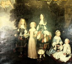 Group portrait of Karl Emil van Brandenburg (1655-1674), Amalia van Nassau -Dietz (1655-1695), Willem III van Nassau (1650-1702), Hendrik Casimir II van Nassau -Dietz (1657-1696) and Friedrich I van Pruisen (1657-1713), 1662