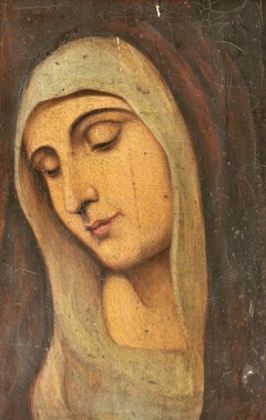 Head of a Female Saint by Spanish School