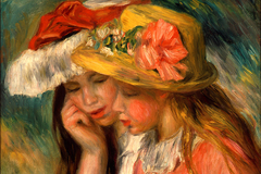 Heads of Two Young Girls by Auguste Renoir