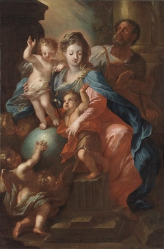 Heilige Familie mit dem Johannesknaben und Engeln by Johann Georg Bergmüller