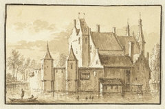 Het huis Ter Does bij Leiden, van achter gezien by Abraham Rademaker