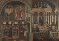 Het visioen van de H. Hieronymus aan de H. Augustinus en de ontdekking van het meel in een klooster van de H. Benedictus by Giovanni di Niccolò Mansueti