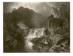 Hochgebirgslandschaft mit Wasserfall bei Salzburg by Heinrich Heinlein