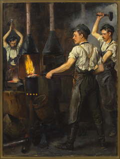 In the smithy by Stanisław Lentz