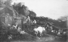 Italienische Ruinenlandschaft mit Vieh by Johann Heinrich Roos