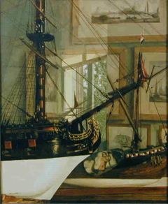 Kamer in Museum Fodor te Amsterdam met scheepsmodellen van het Nederlandsch Historisch Scheepvaart Museum by Cornelis Gerardus 't Hooft