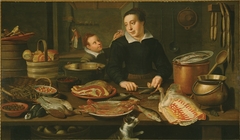 Kitchen scene by Floris van Schooten