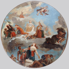 La Paix vient consoler les hommes et leur ramène l'Abondance Copie réduite de la partie centrale du plafond du salon de la Paix à l'Hôtel-de-Ville, peint par Delacroix