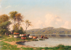 Landscape with Cows by a Lake