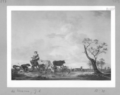 Landschaft mit Hirtenfamilie und Viehherde by Jean-Louis de Marne