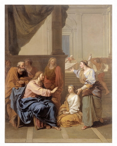 Le Christ chez Marthe et Marie Esquisse (ou réduction) pour le "may" de Notre-Dame de 1704 by Claude Simpol