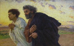 Les Disciples Pierre et Jean courant au sépulcre le matin de la Résurrection